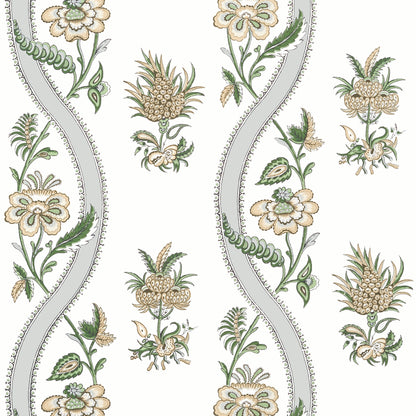 Ribbon Floral Wallpaper
