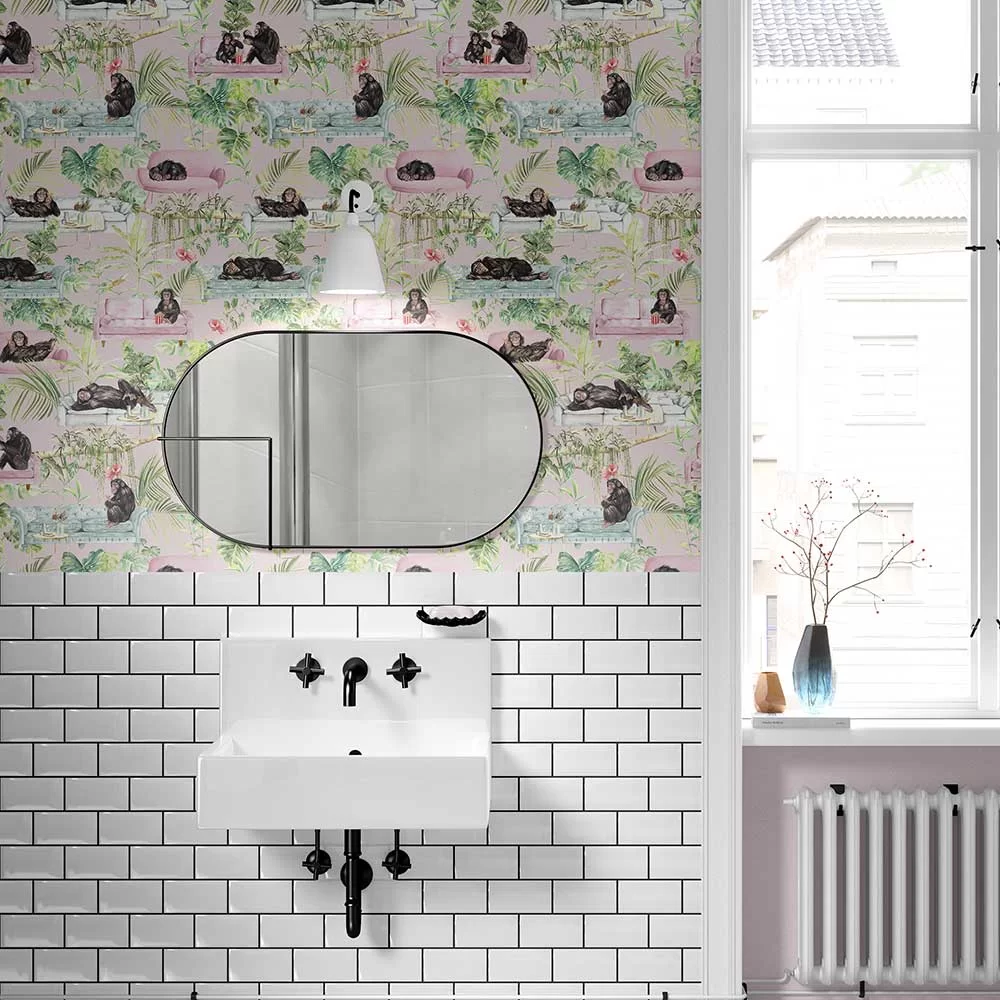 Monkey Business Wallpaper - Pink - The Graduate Collection