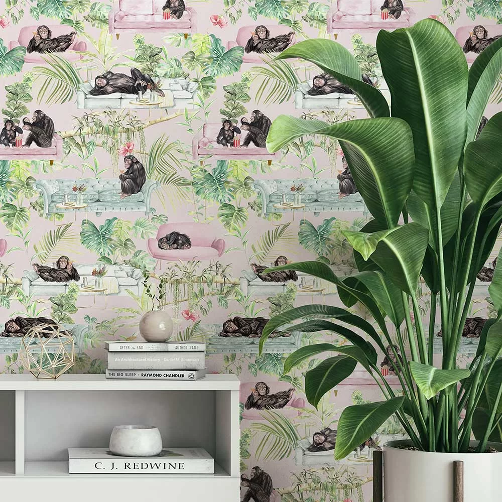 Monkey Business Wallpaper - Pink - The Graduate Collection