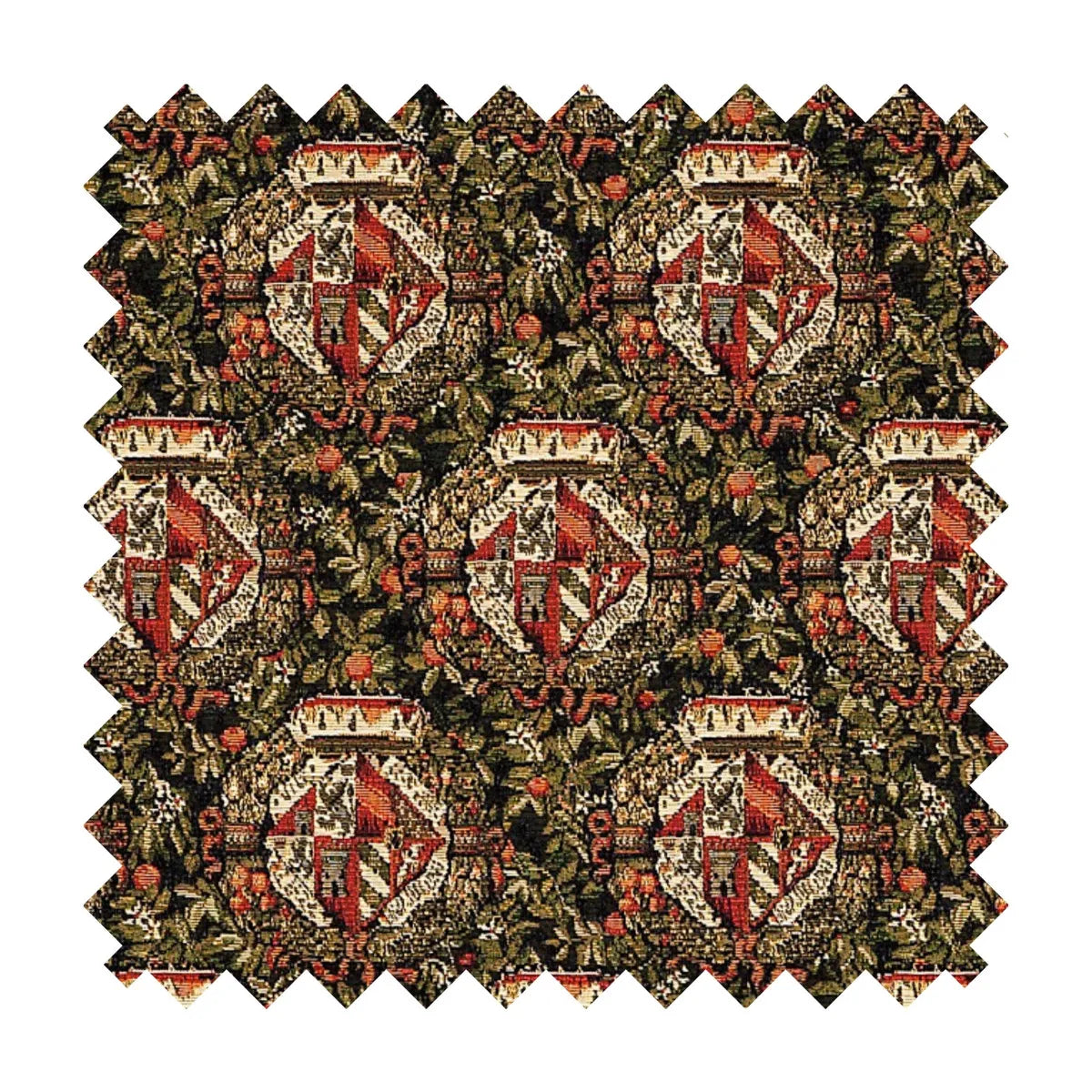 Mille-Fleurs Armorials Tapestry Fabric - Green