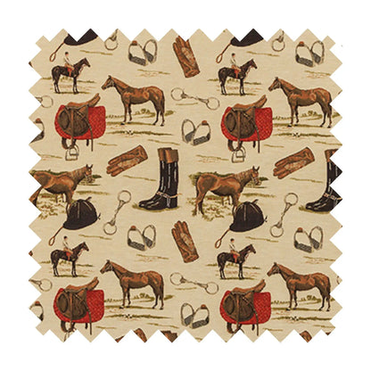 Horse Riding Tapestry Fabric - Multicolor