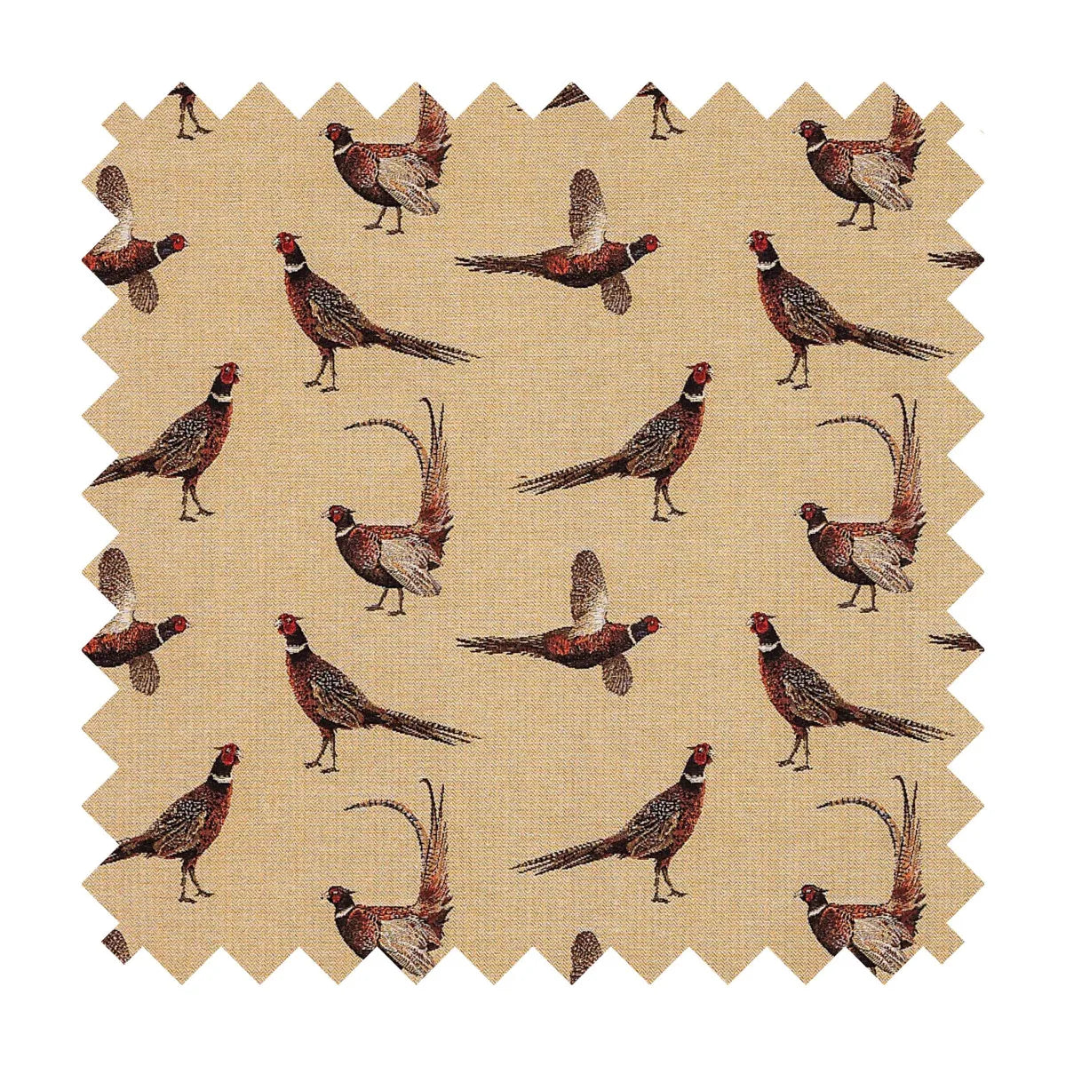 Country Pheasants Tapestry Fabric - Sand