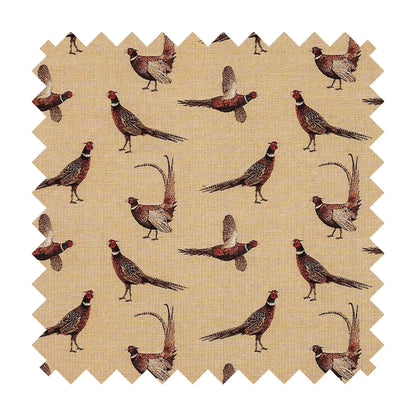 Country Pheasants Tapestry Fabric - Sand