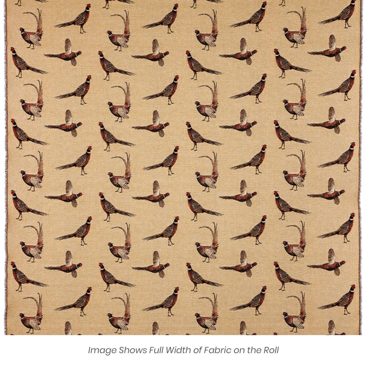 Country Pheasants Tapestry Fabric - Sand
