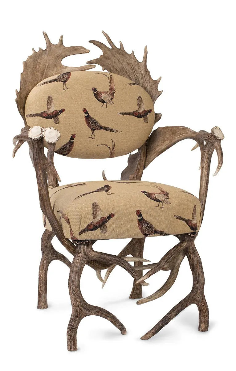 Country Pheasants Room Tapestry Fabric - Sand