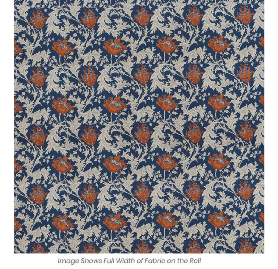 Morris Anemone Blue Rust Tapestry Fabric