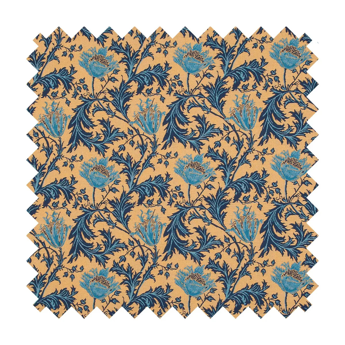 Morris Anemone Gold Blue Tapestry Fabric