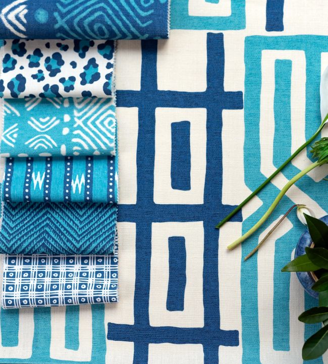 Leopard Spot Room Fabric - Blue