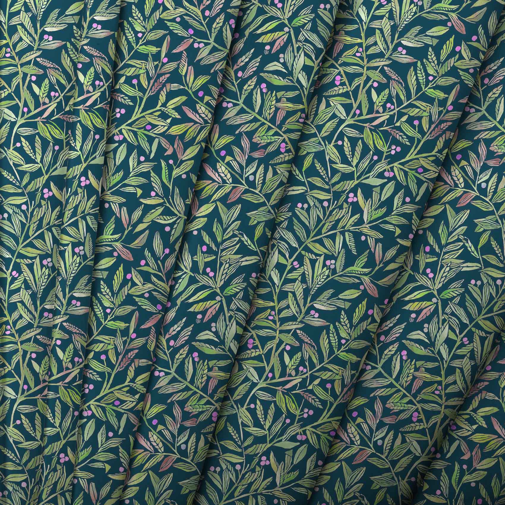 Torquay Olive Navy Lomond Pima Lawn Cotton - Dress Fabric