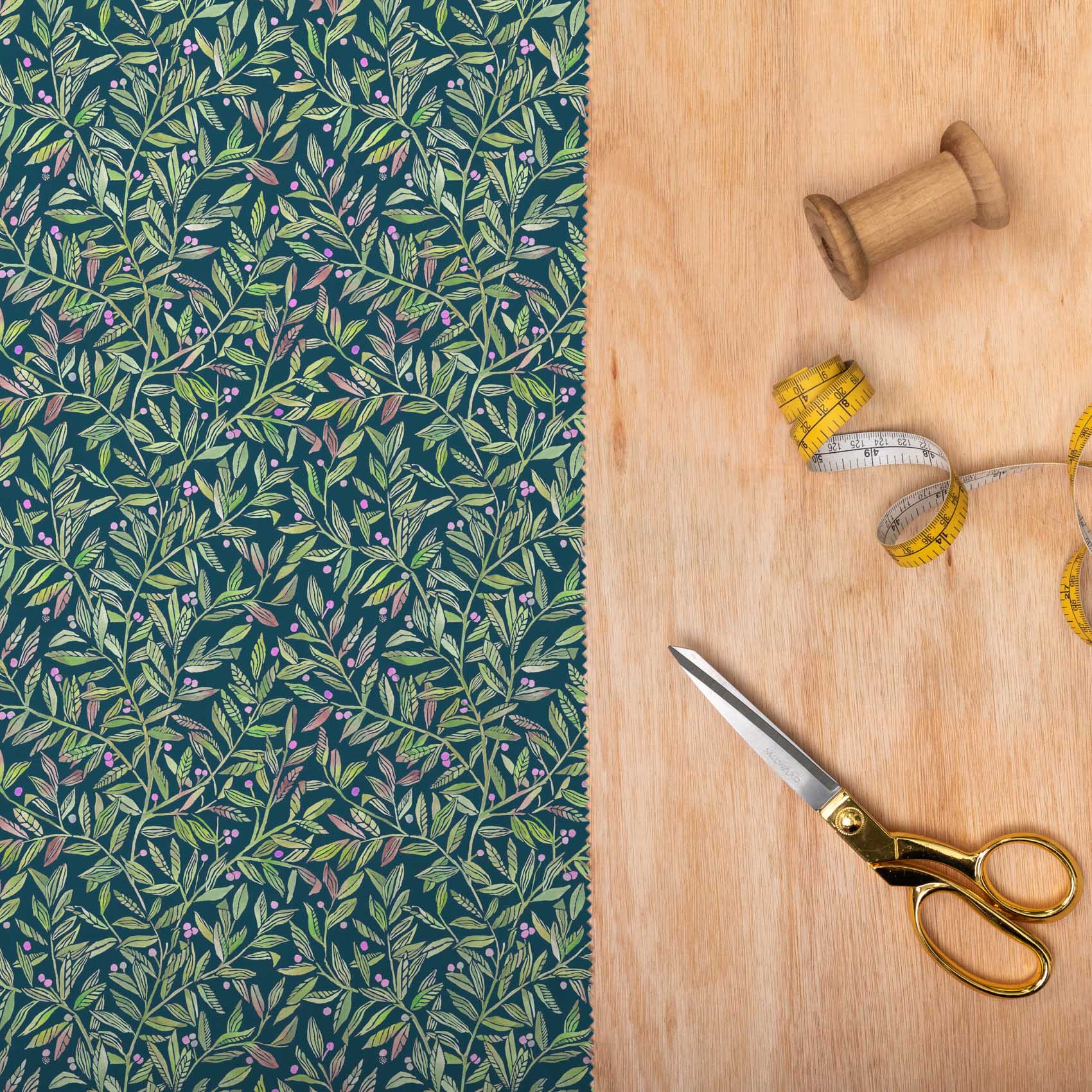 Torquay Olive Navy Lomond Pima Lawn Cotton - Dress Fabric