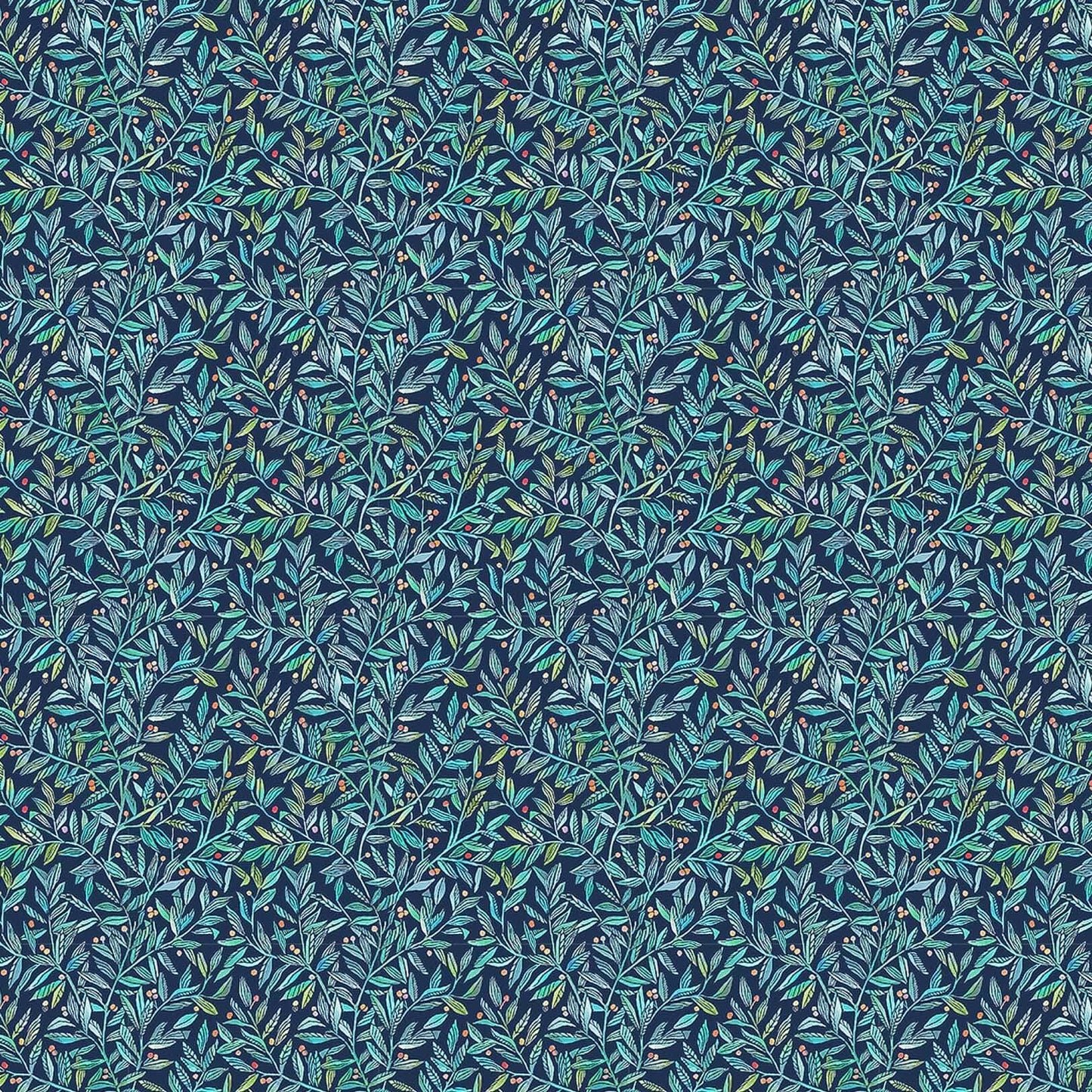 Torquay Pomegranate Navy Lomond Pima Lawn Cotton - Dress Fabric