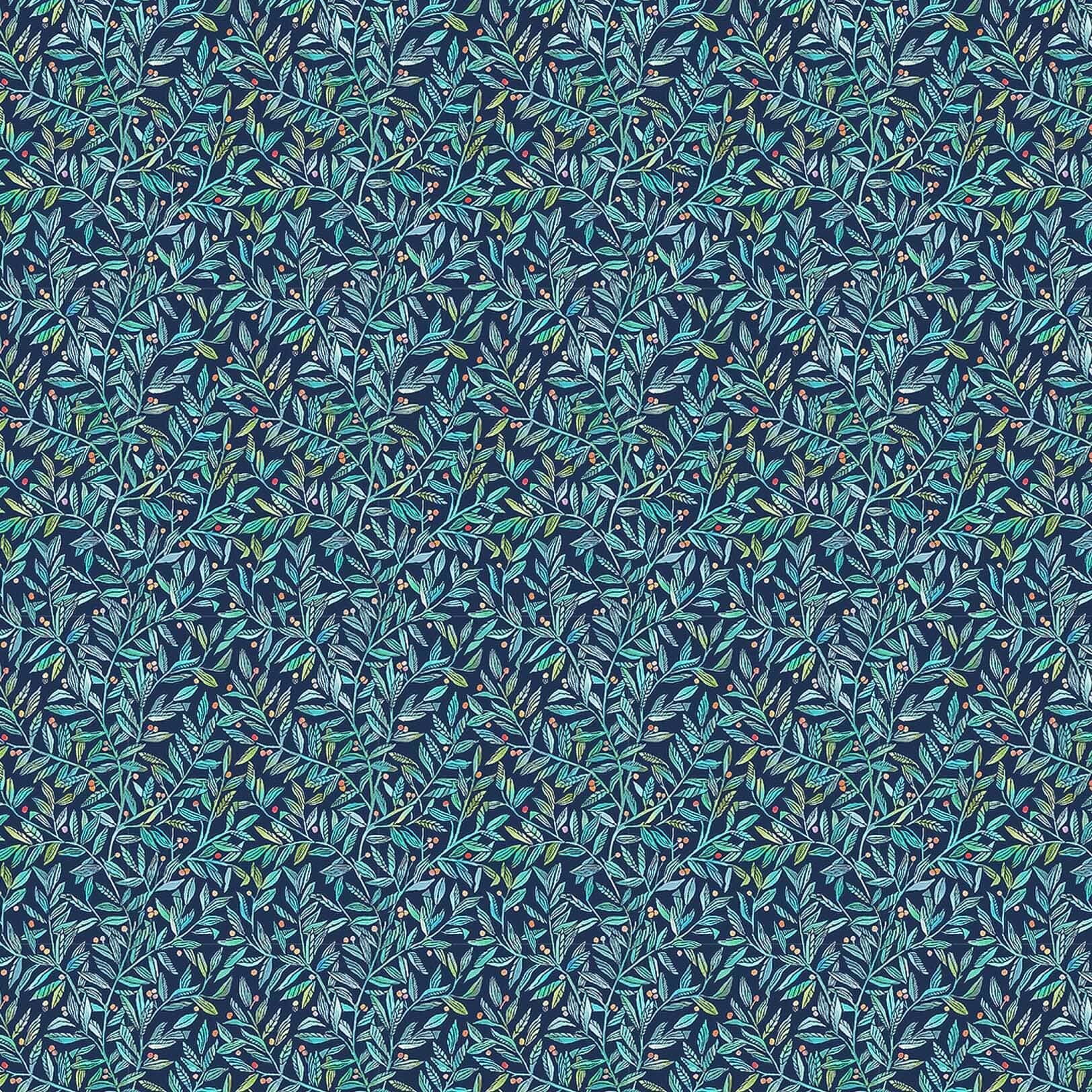 Torquay Pomegranate Navy Lomond Pima Lawn Cotton - Dress Fabric