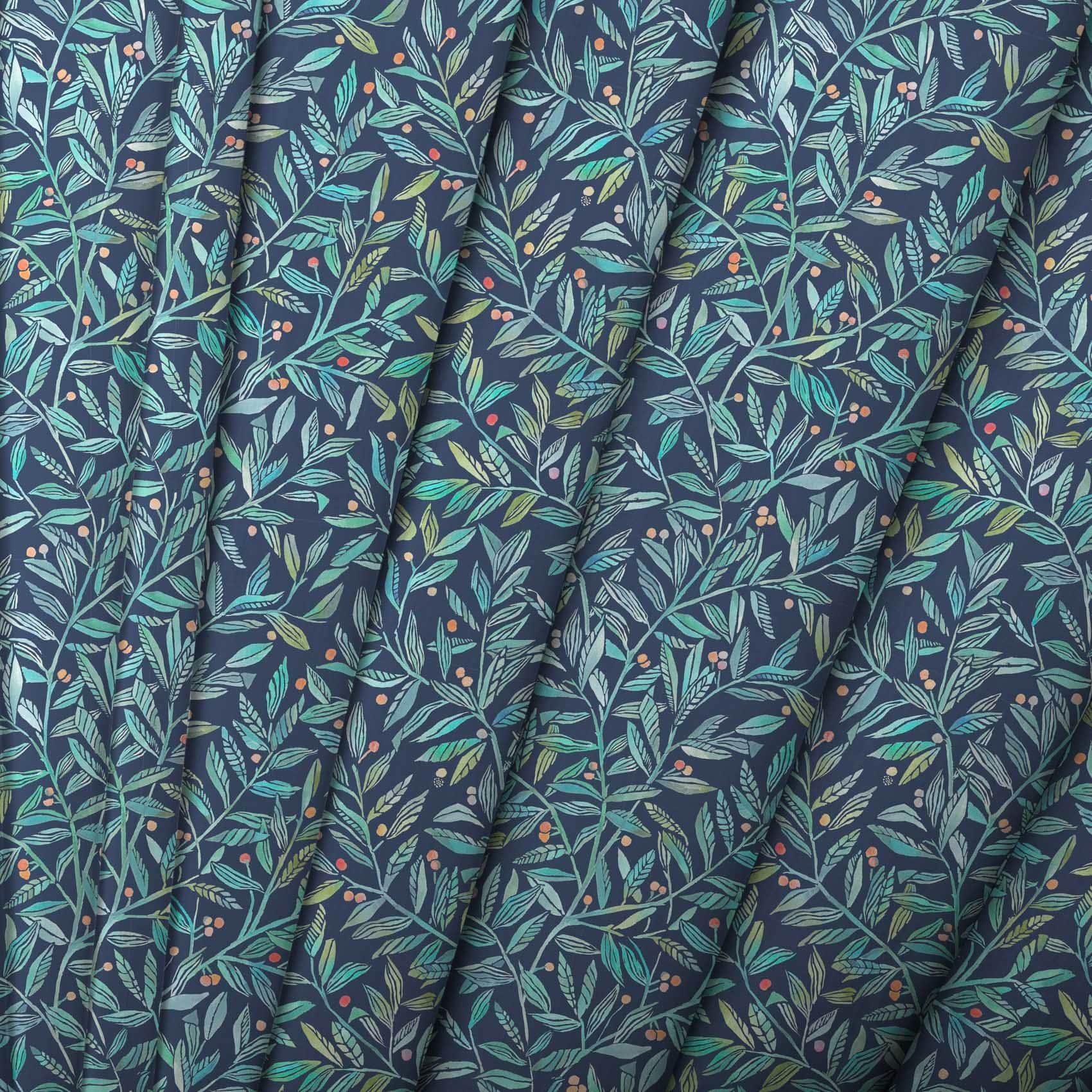 Torquay Pomegranate Navy Lomond Pima Lawn Cotton - Dress Fabric