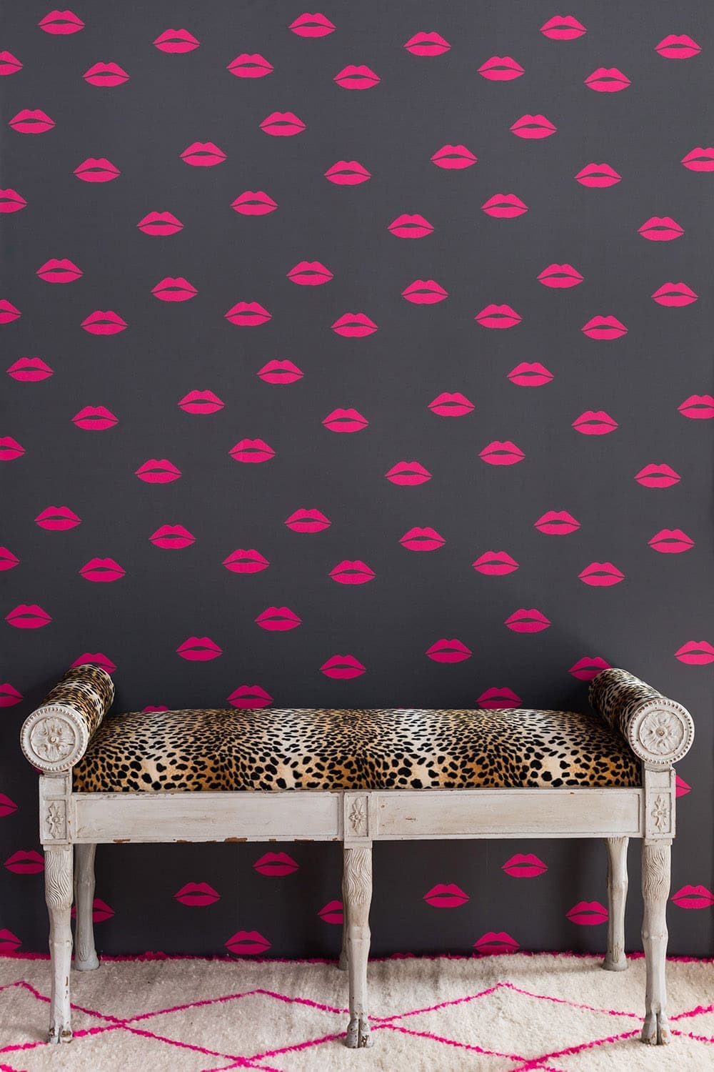 Tabitha Webb Wallpaper - Hot Pink on Grey - BG/TW02/02 - Barneby Gates