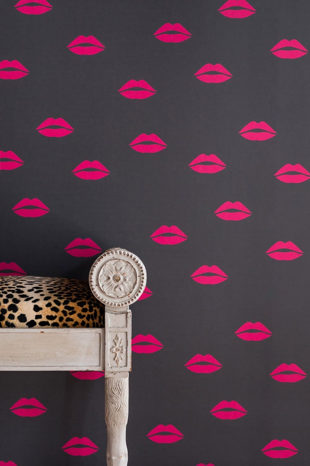 Tabitha Webb Wallpaper - Hot Pink on Grey - BG/TW02/02 - Barneby Gates