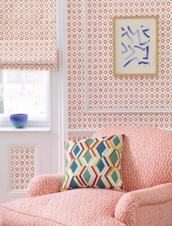 Tassi Wallpaper - Red/Aqua - J175W-04 - Jane Churchill