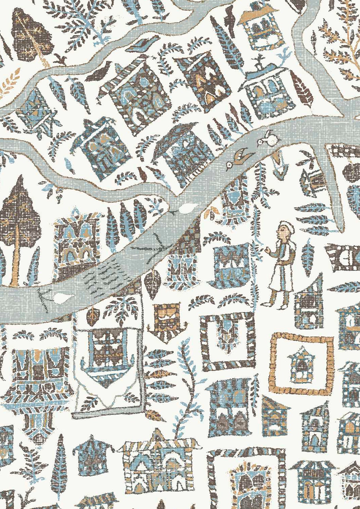 The Map Maxi Wallpaper - Aqua Vita - Lewis & Wood