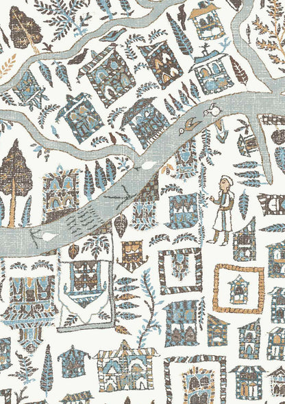 The Map Maxi Wallpaper - Aqua Vita - Lewis & Wood