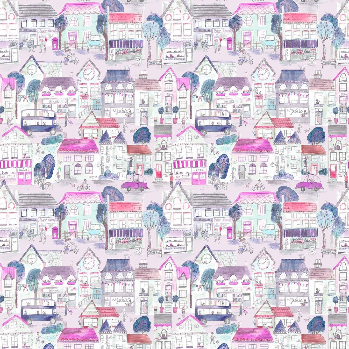 Village Streets Blossom Fabric