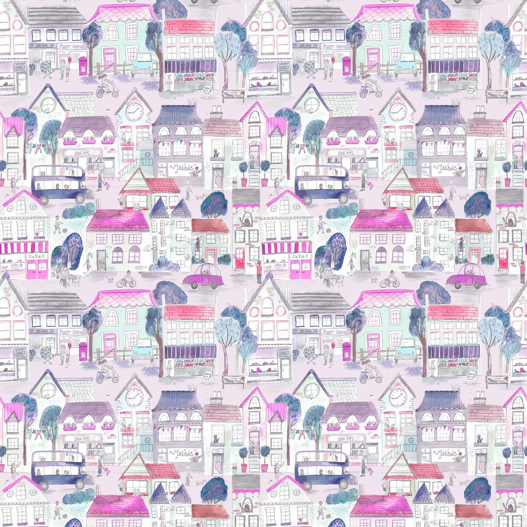 Village Streets Blossom Fabric