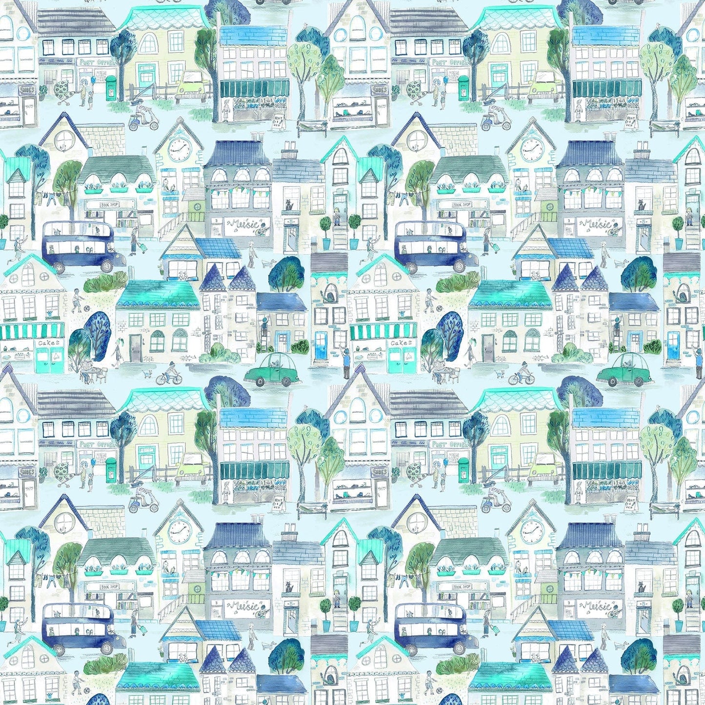 Village Streets Sky Fabric