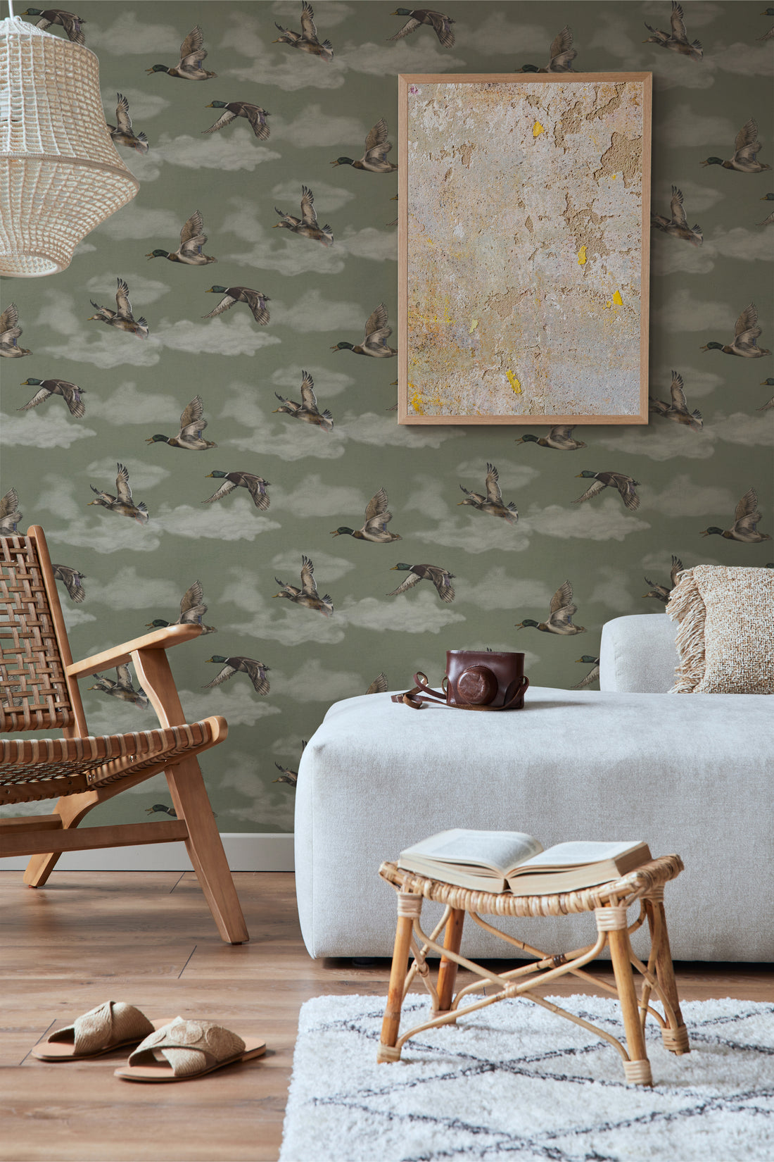 Voyage, Petit Wallpaper - Laurel Green - Summer Gray
