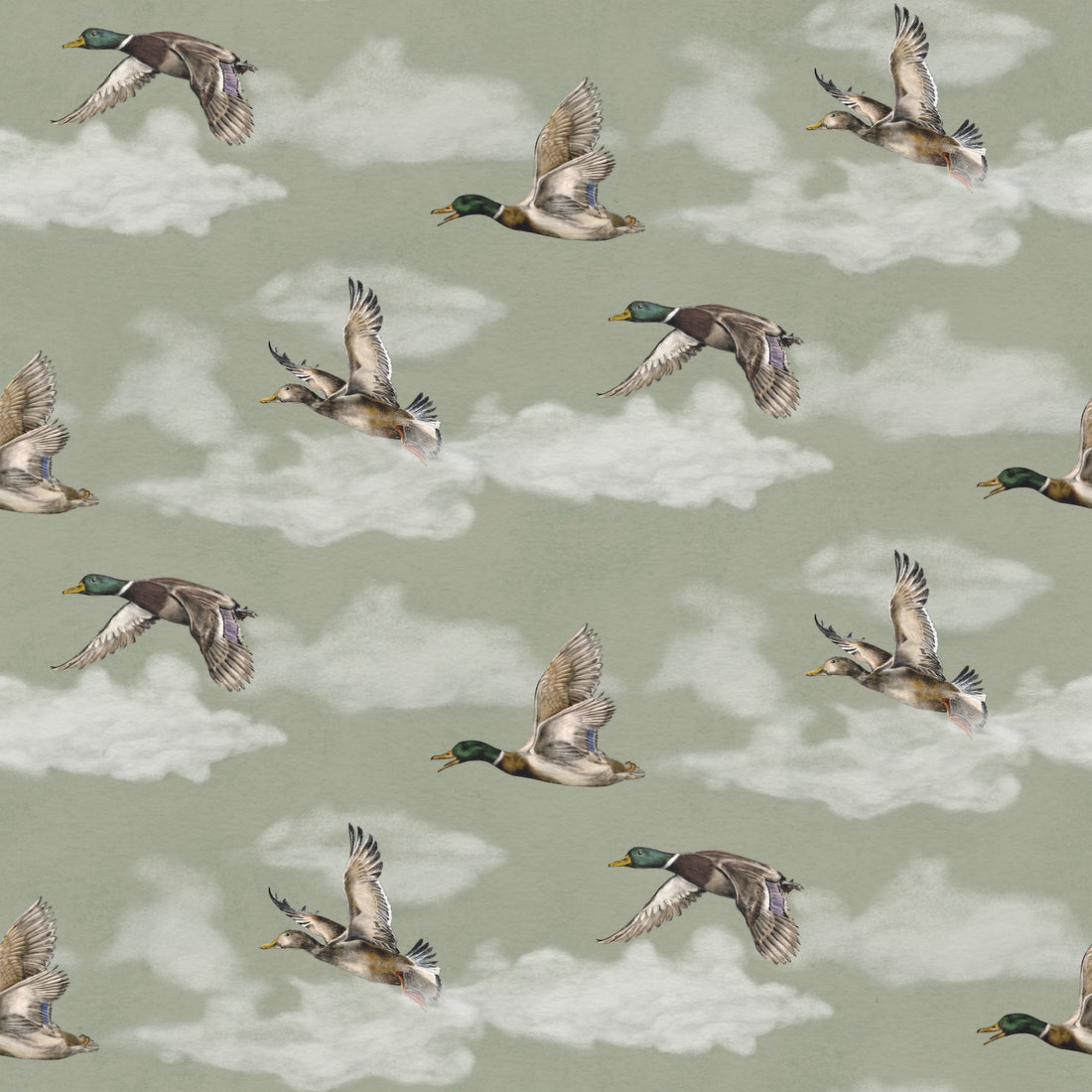 Voyage, Petit Wallpaper - Laurel Green - Summer Gray
