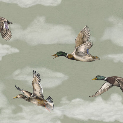 Voyage Wallpaper - Laurel Green - Summer Gray
