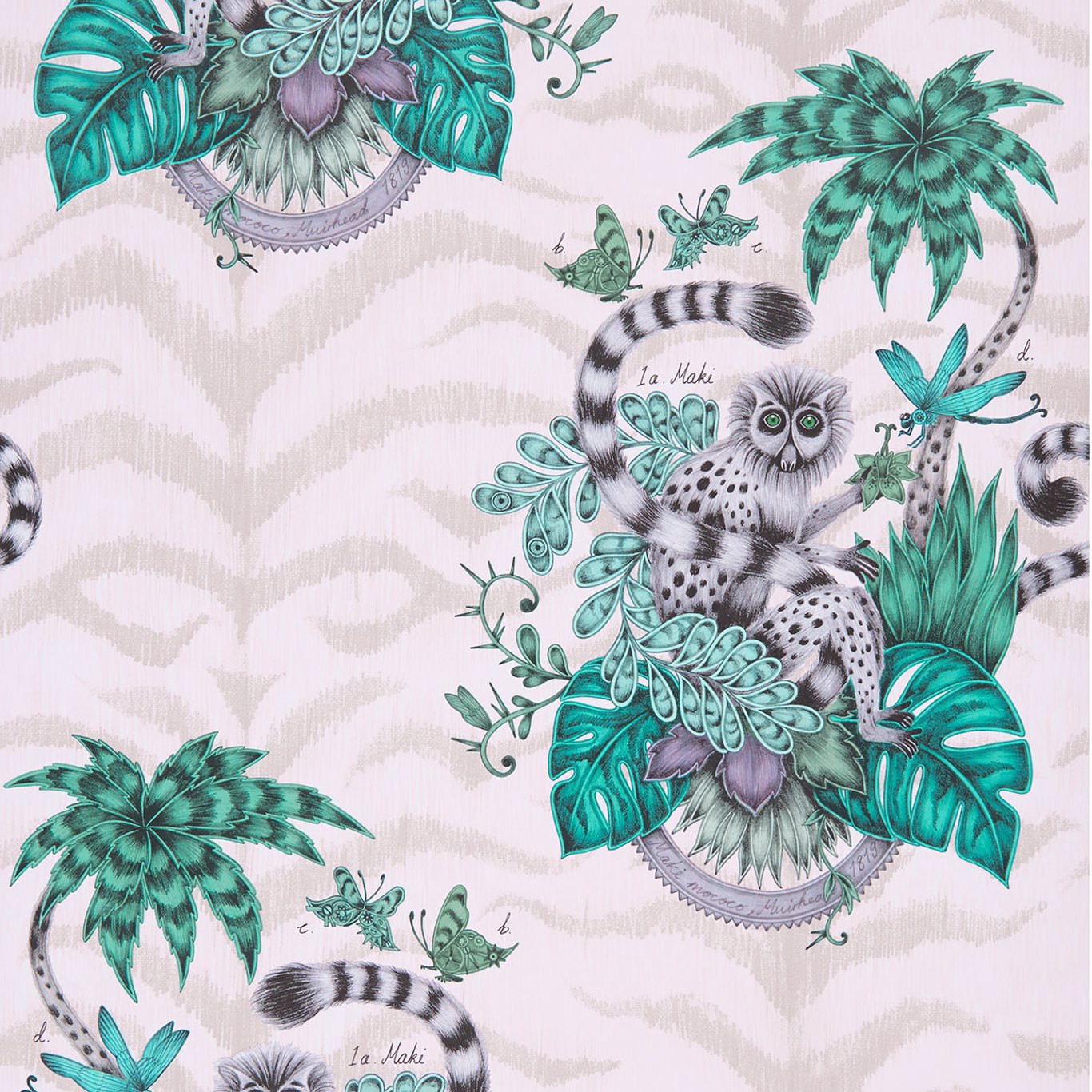 Lemur Wallpaper - Pink - W0103/04