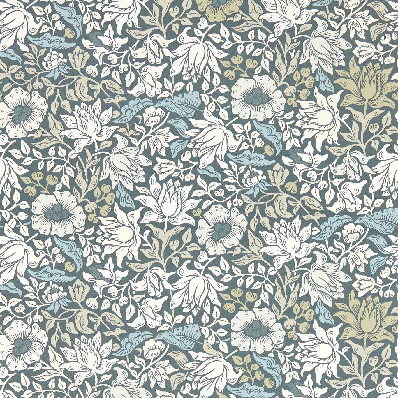 Mallow Wallpaper - Slate/Dove - W0173/01