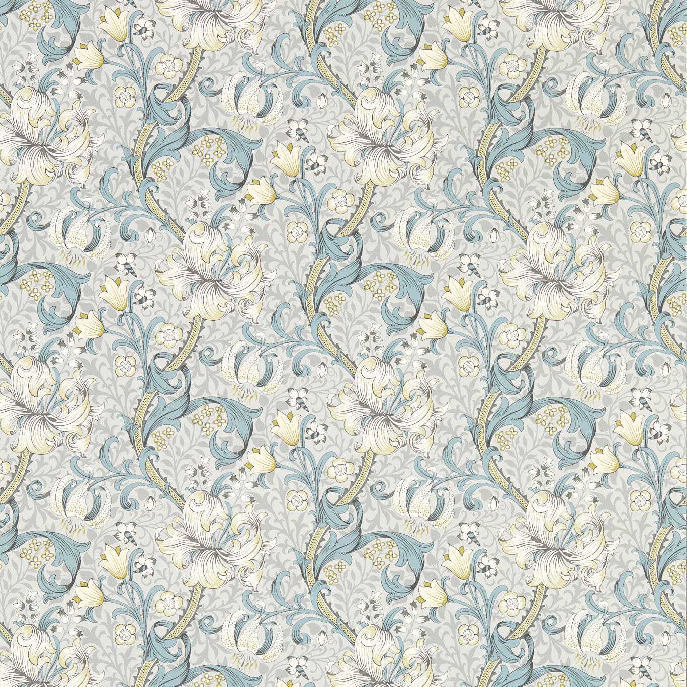 Golden Lily Wallpaper - Slate/Dove - W0174/02