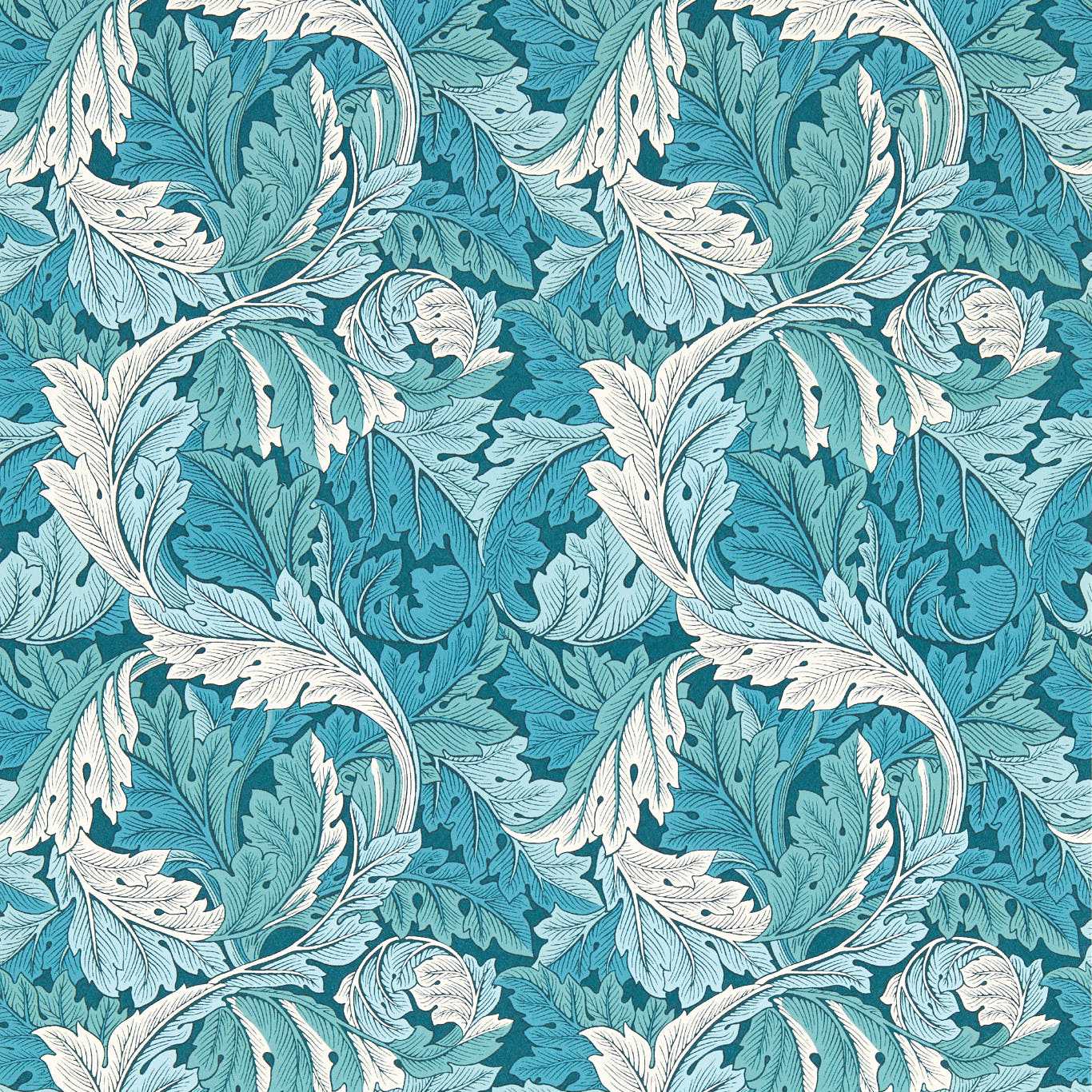 Acanthus Wallpaper - Teal - W0175/04