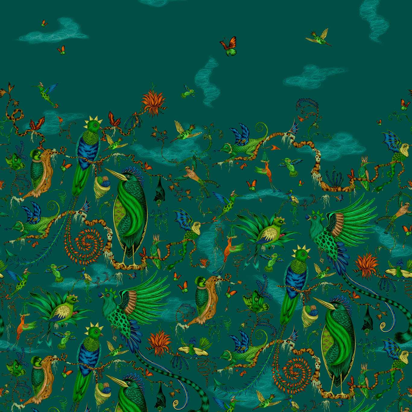 Cloud Forest Wallpaper - Teal - W0200/02