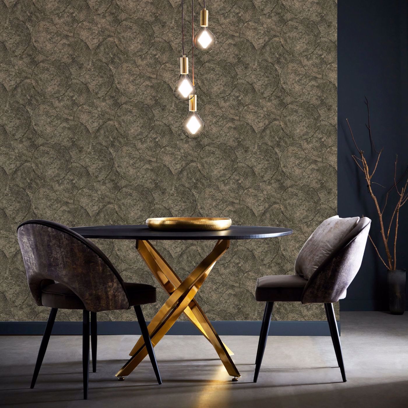 Silvan Wallpaper - Charcoal/Gilver - W0209/01