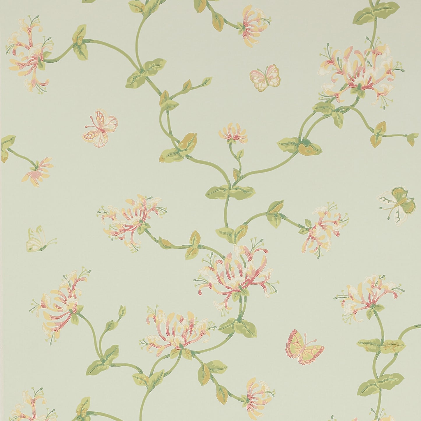 Honeysuckle Garden Wallpaper - Aqua - W7002-01