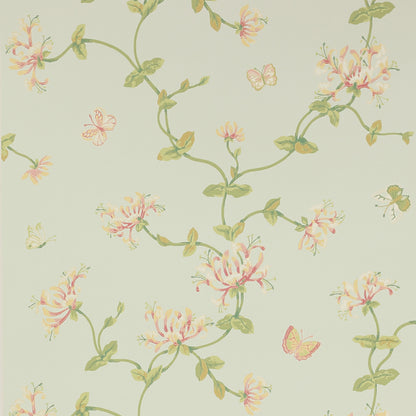 Honeysuckle Garden Wallpaper - Aqua - W7002-01
