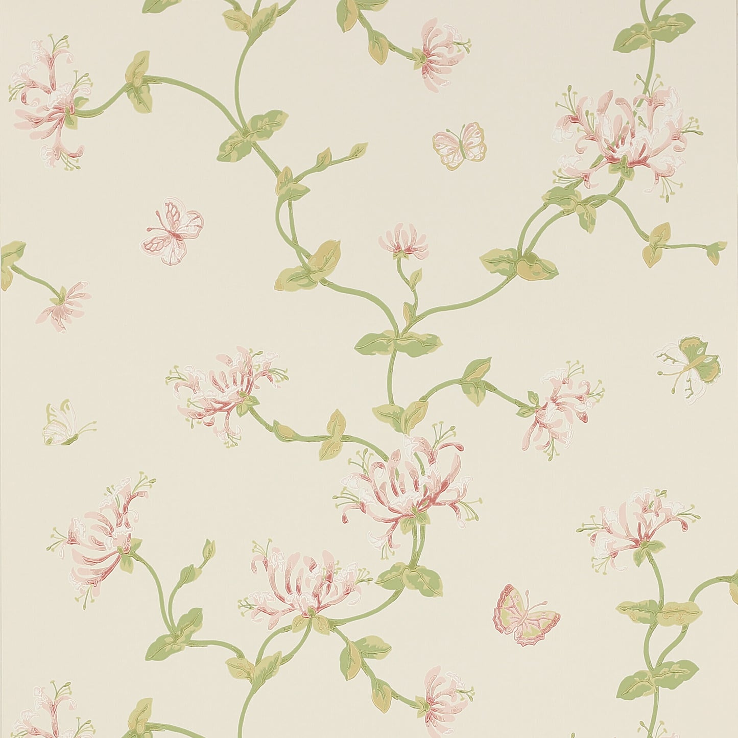 Honeysuckle Garden Wallpaper - Pink/Green - W7002-03