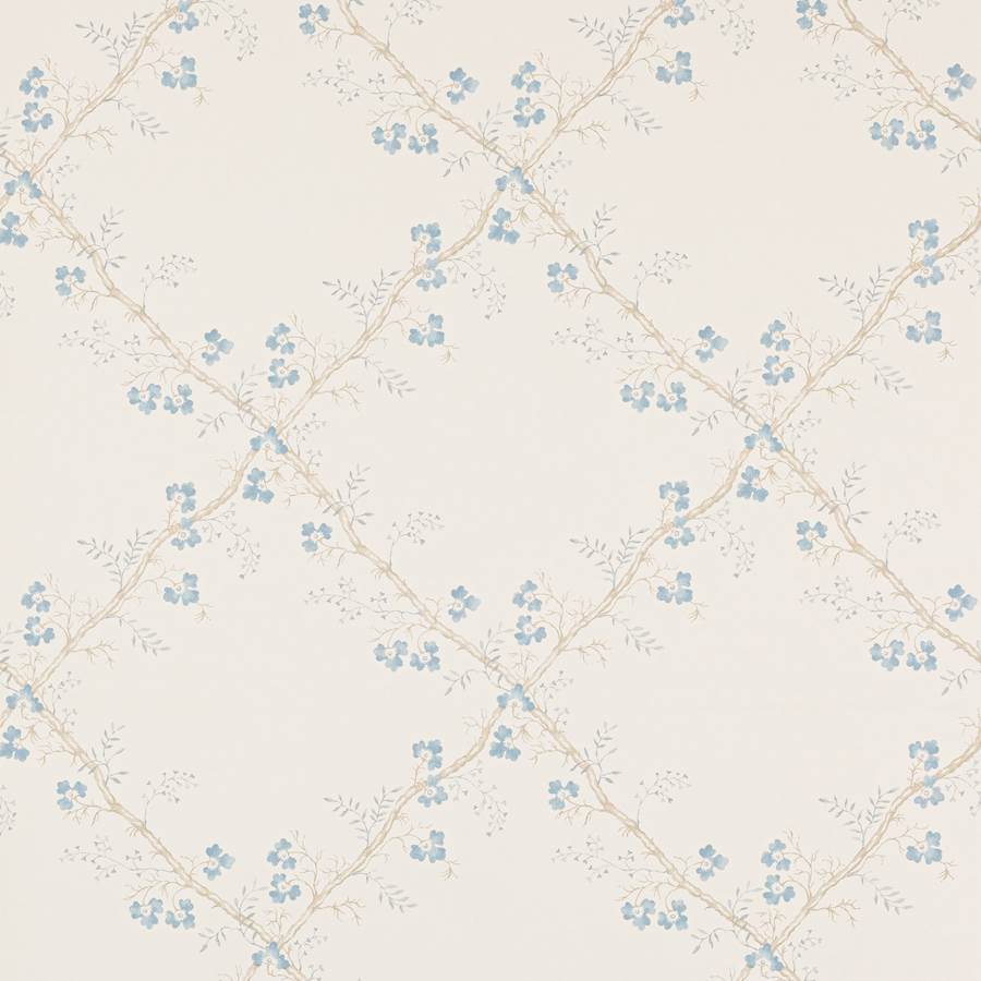 Trefoil Trellis Wallpaper - Blue - W7008-04
