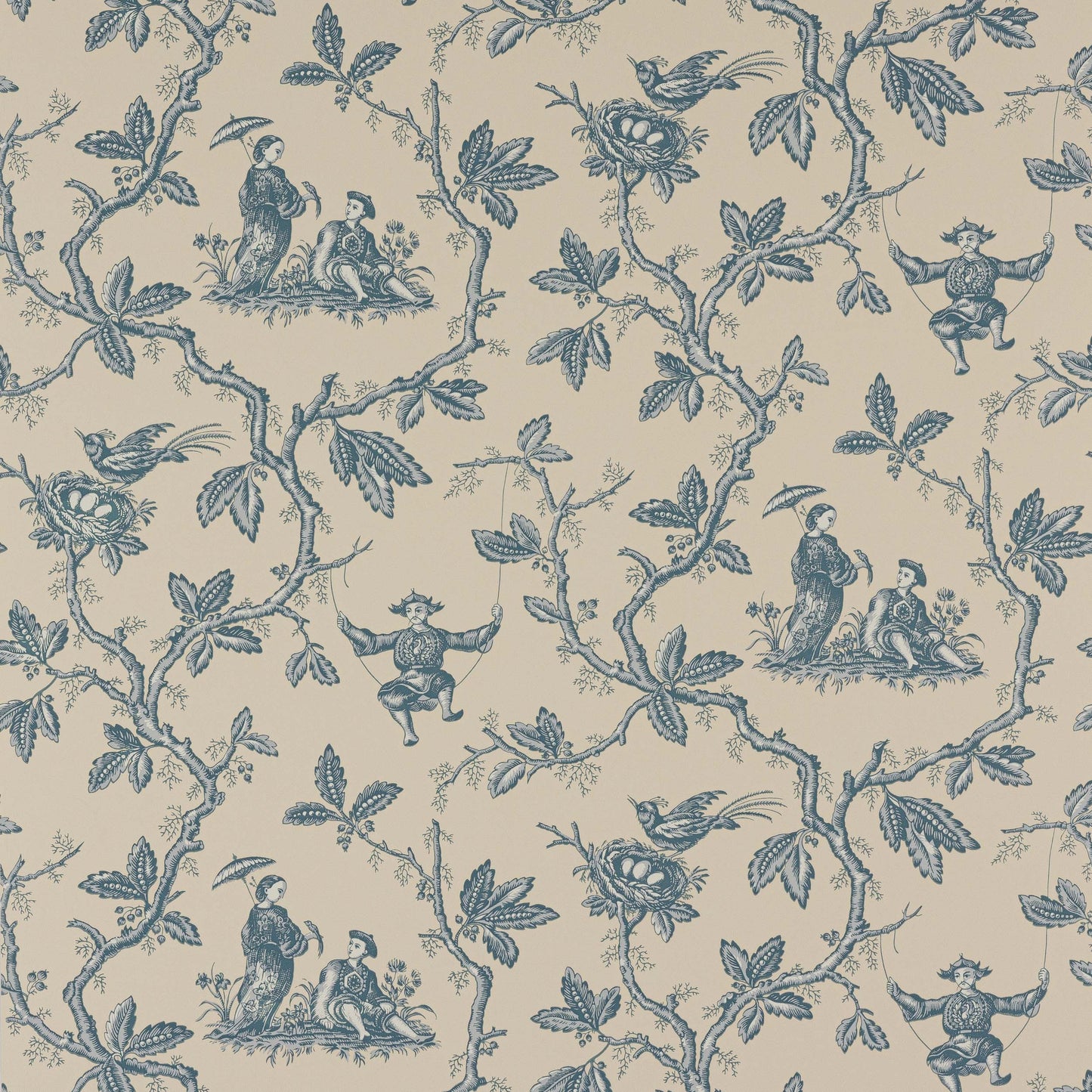 Toile Chinoise Wallpaper - Blue - W7017-02