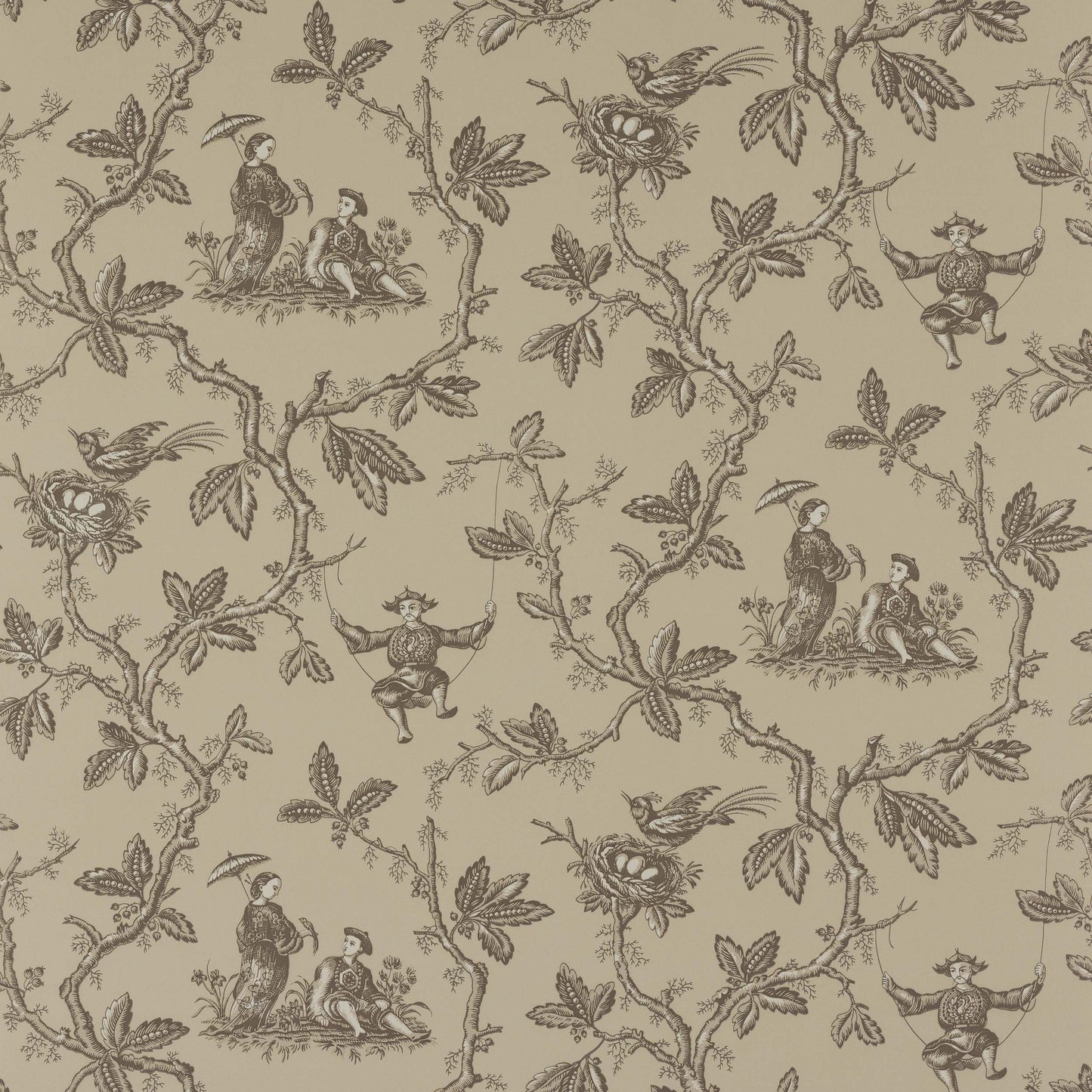 Toile Chinoise Wallpaper - Charcoal - W7017-04