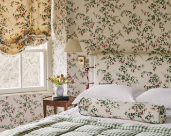 W7018-04 - Fuchsia Wallpaper - Red/Forest - Colefax & Fowler