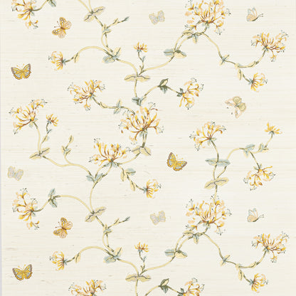 Honeysuckle Garden Sisal Wallpaper - Gold/Leaf - W7032-01