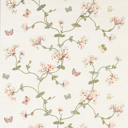 Honeysuckle Garden Sisal Wallpaper - Pink/Green - W7032-02