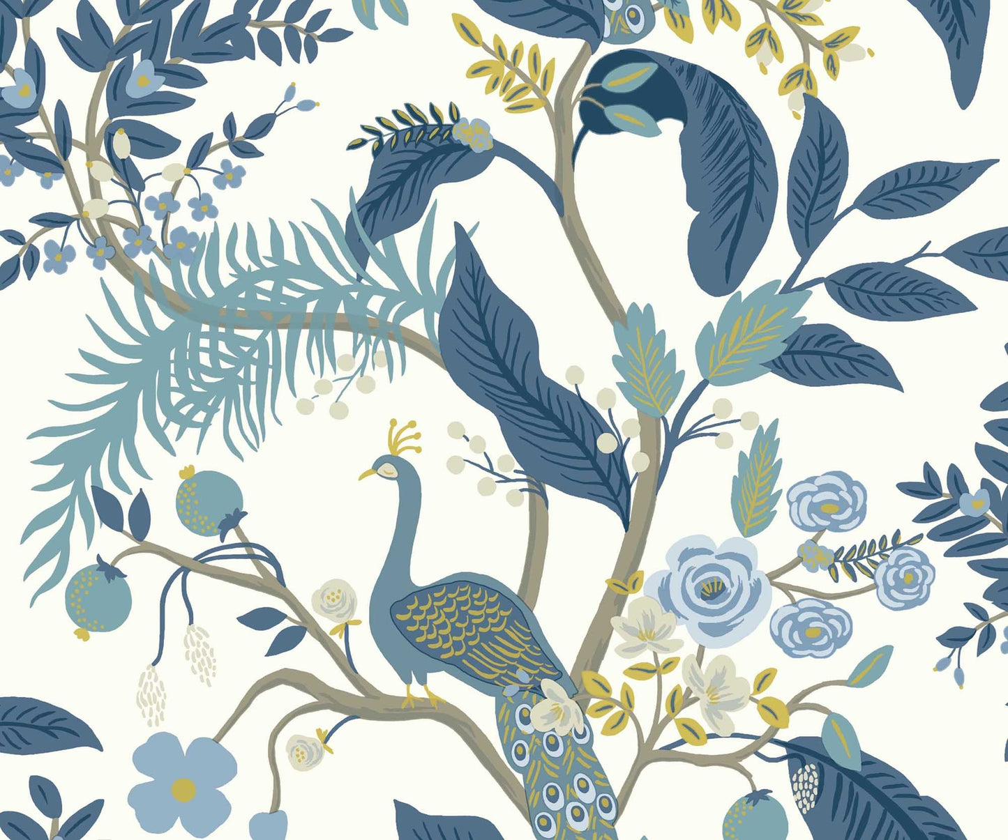 Peacock Wallpaper - Blue - Rifle