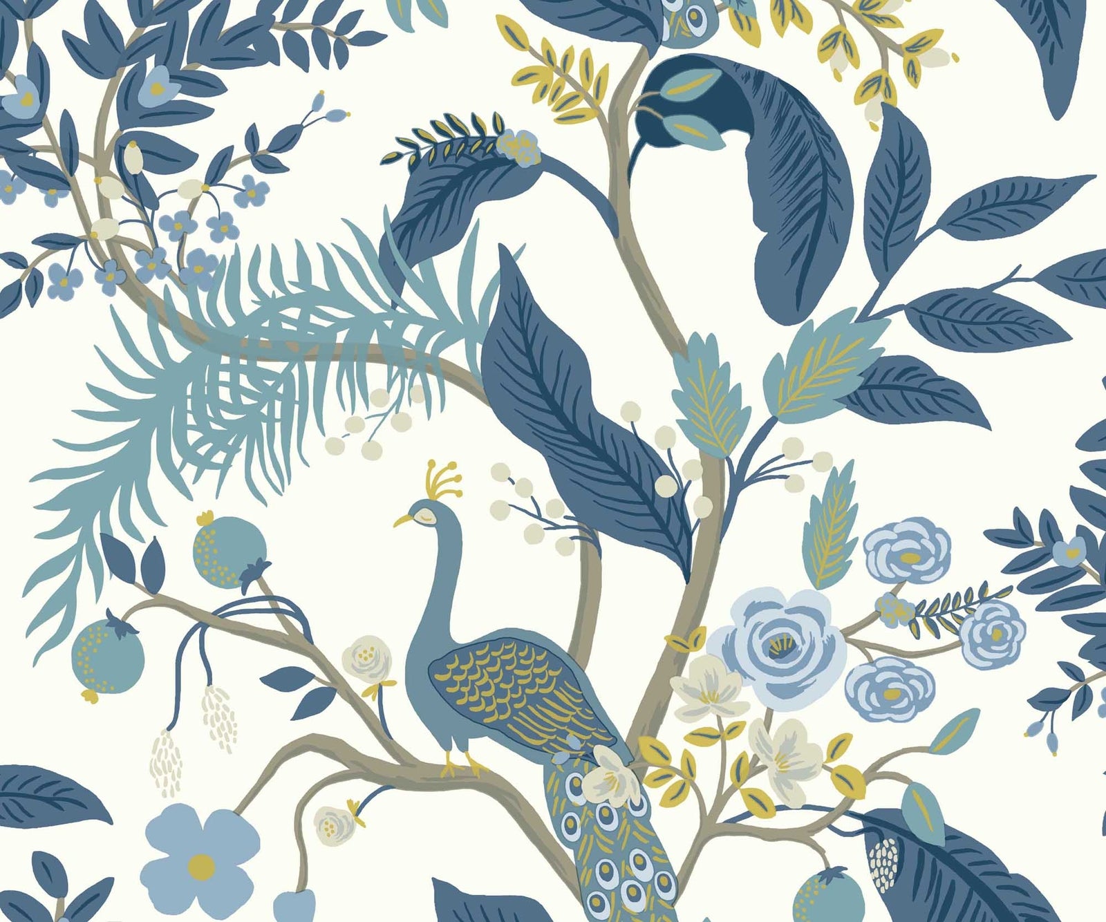 Peacock Wallpaper - Blue - Rifle