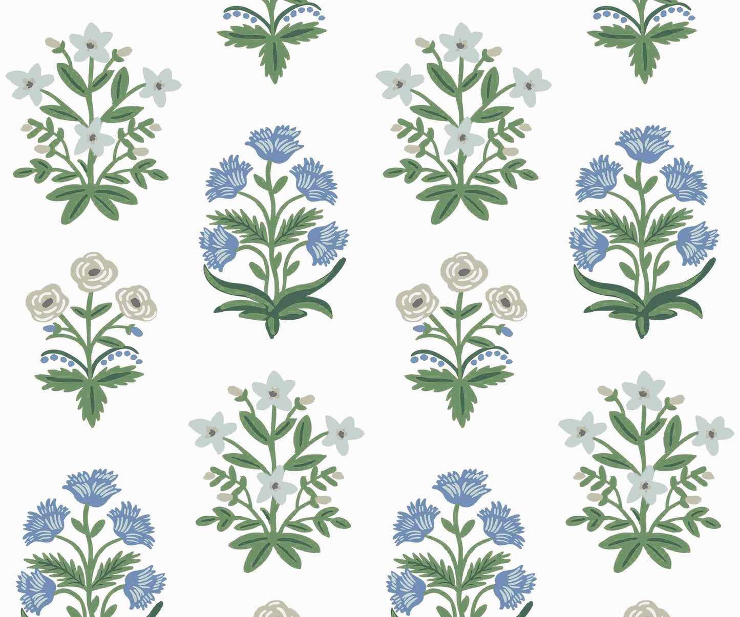 Mughal Rose Wallpaper - Blue - Rifle