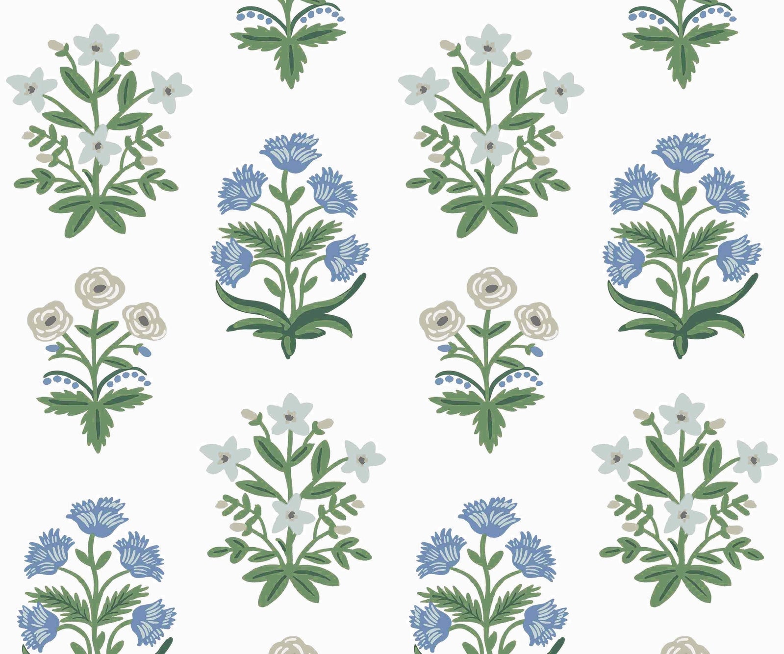 Mughal Rose Wallpaper - Blue - Rifle