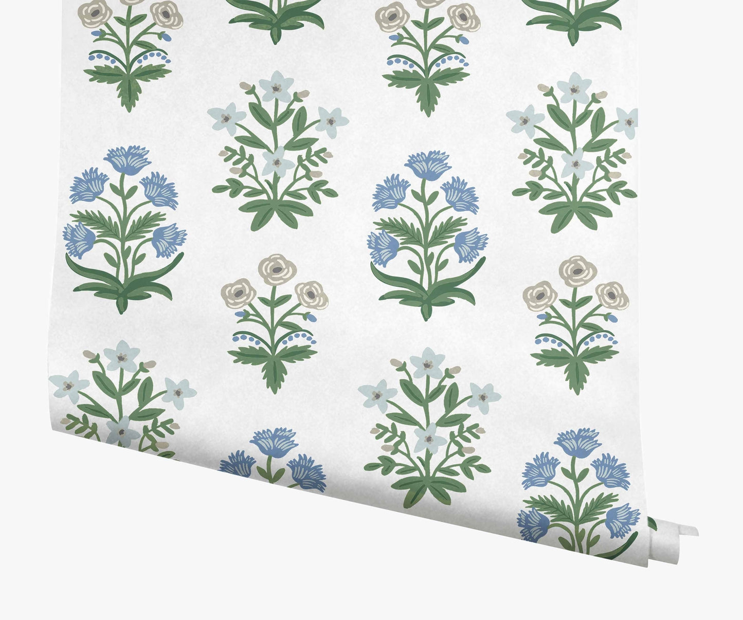 Mughal Rose Wallpaper - Blue - Rifle