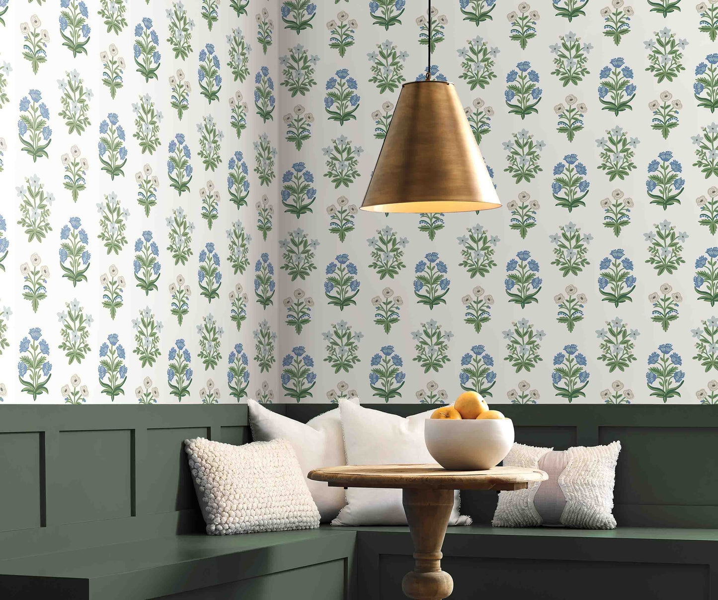 Mughal Rose Wallpaper - Blue - Rifle