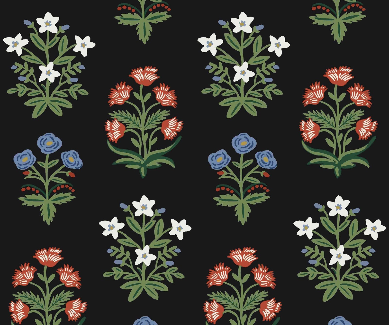 Mughal Rose Wallpaper - Green - Rifle